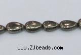 CPY576 15.5 inches 8*11mm flat teardrop pyrite gemstone beads