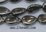 CPY579 15.5 inches 15*20mm flat teardrop pyrite gemstone beads