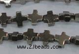 CPY582 15.5 inches 11*11mm cross pyrite gemstone beads wholesale