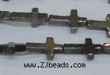 CPY583 15.5 inches 10*15mm cross pyrite gemstone beads wholesale
