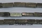 CPY592 15.5 inches 4*12mm cuboid pyrite gemstone beads