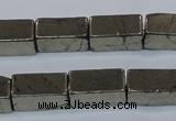 CPY593 15.5 inches 8*16mm cuboid pyrite gemstone beads