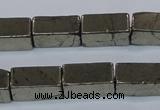 CPY593 15.5 inches 8*16mm cuboid pyrite gemstone beads