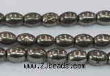 CPY597 15.5 inches 6*8mm rice pyrite gemstone beads wholesale