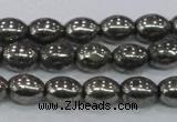 CPY598 15.5 inches 8*10mm rice pyrite gemstone beads wholesale