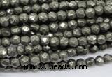 CPY60 15.5 inches 5mm faceted round pyrite gemstone beads wholesale