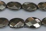 CPY632 15.5 inches 12*16mm faceted oval pyrite gemstone beads