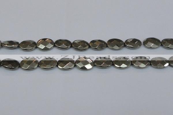 CPY633 15.5 inches 15*20mm faceted oval pyrite gemstone beads