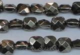 CPY635 15.5 inches 8*8mm faceted square pyrite gemstone beads