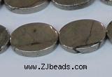 CPY645 15.5 inches 15*20mm oval pyrite gemstone beads wholesale