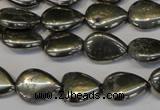 CPY65 15.5 inches 12*16mm flat teardrop pyrite gemstone beads wholesale