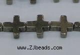 CPY663 15.5 inches 11*11mm cross pyrite gemstone beads wholesale