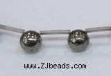 CPY665 Top drilled 10mm round pyrite gemstone beads wholesale