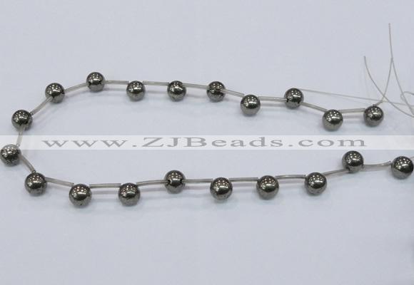 CPY665 Top drilled 10mm round pyrite gemstone beads wholesale