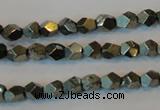 CPY76 15.5 inches 5-6mm faceted nuggets pyrite gemstone beads