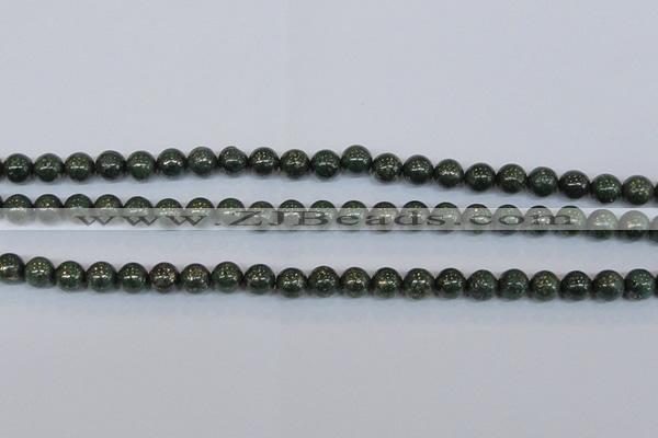 CPY762 15.5 inches 8mm round pyrite gemstone beads wholesale