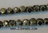 CPY78 15.5 inches 8-9mm faceted nuggets pyrite gemstone beads