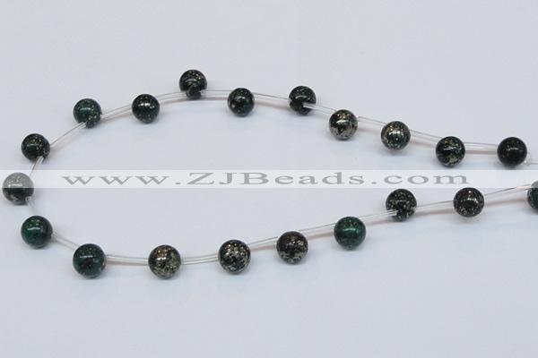 CPY783 Top drilled 10mm round pyrite gemstone beads wholesale