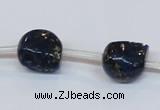 CPY790 Top drilled 14mm carved skull pyrite gemstone beads