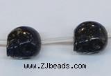 CPY791 Top drilled 16mm carved skull pyrite gemstone beads