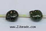 CPY794 Top drilled 10mm carved skull pyrite gemstone beads