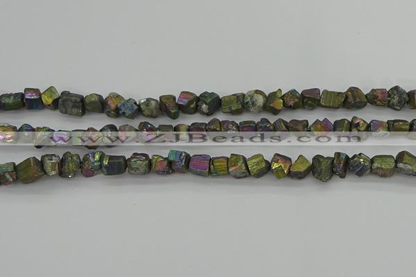 CPY803 15.5 inches 6*10mm - 8*12mm nuggets plated pyrite beads