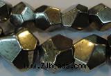 CPY81 15.5 inches 8mm - 16mm faceted nuggets pyrite gemstone beads