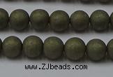 CPY813 15.5 inches 4mm round matte pyrite beads wholesale