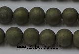 CPY814 15.5 inches 6mm round matte pyrite beads wholesale