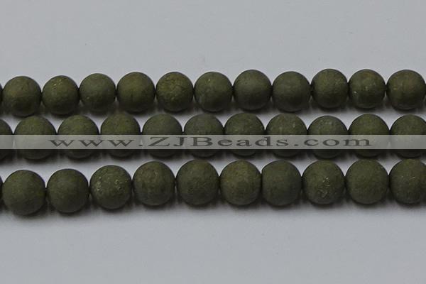 CPY821 15.5 inches 20mm round matte pyrite beads wholesale