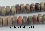 CRA07 15.5 inches 6*10mm rondelle natural rainforest agate beads