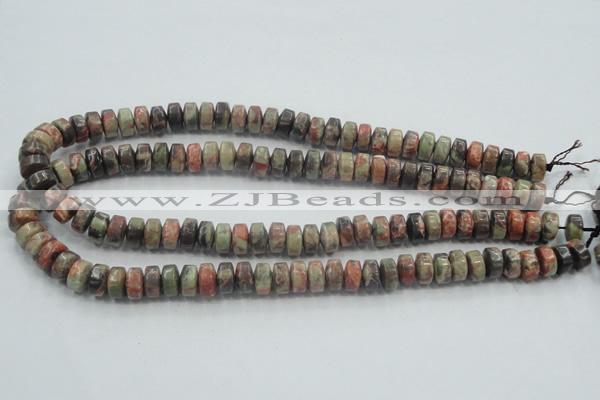 CRA07 15.5 inches 6*10mm rondelle natural rainforest agate beads