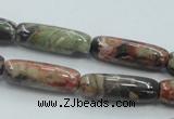 CRA08 15.5 inches 9*25mm cylinder natural rainforest agate beads