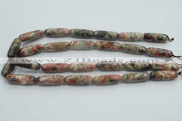 CRA09 15.5 inches 10*30mm cylinder natural rainforest agate beads