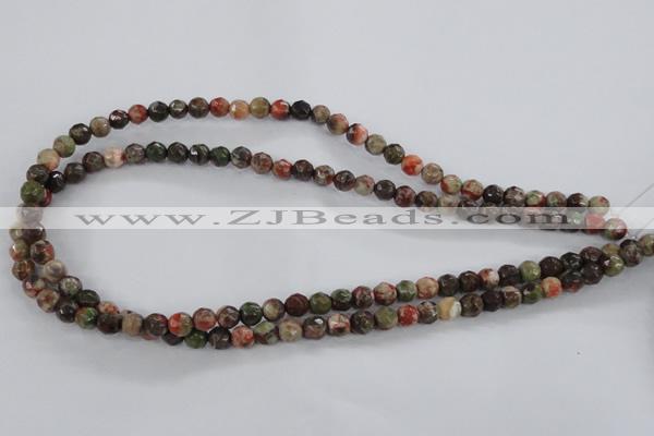 CRA100 15.5 inches 6mm faceted round rainforest agate gemstone beads