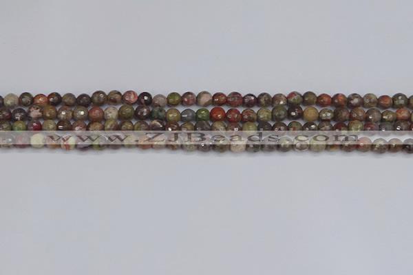 CRA160 15.5 inches 4mm faceted round rainforest agate beads