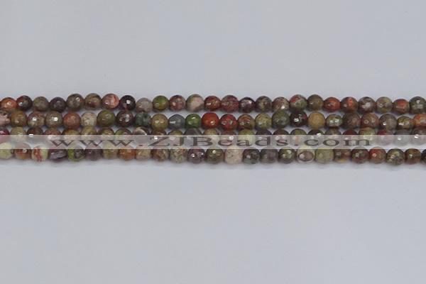 CRA161 15.5 inches 6mm faceted round rainforest agate beads