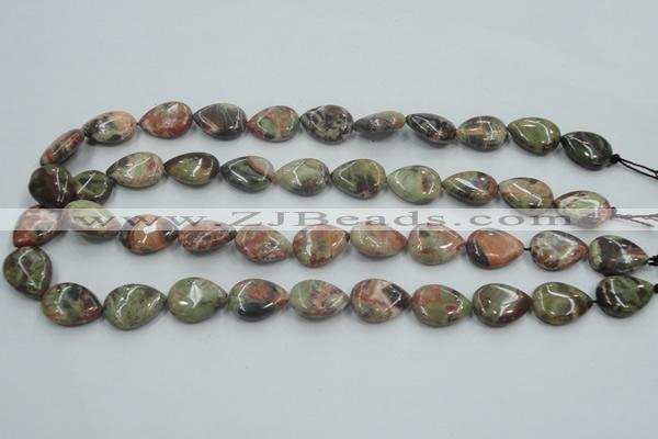 CRA18 15.5 inches 13*18mm flat teardrop natural rainforest agate beads