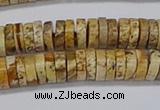 CRB1017 15.5 inches 2*6mm heishi picture jasper beads wholesale