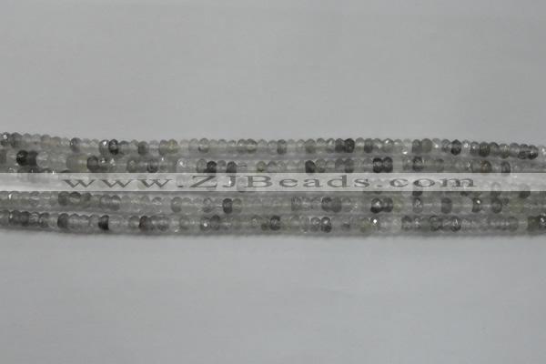 CRB105 15.5 inches 2.5*4mm faceted rondelle cloudy quartz beads