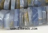 CRB1080 15.5 inches 5*20mm - 6*22mm faceted heishi blue chalcedony beads