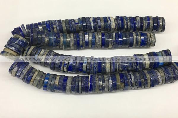 CRB1085 15.5 inches 5*20mm - 6*22mm faceted heishi lapis lazuli beads