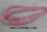 CRB1120 15.5 inches 5*8mm - 9*18mm faceted rondelle rose quartz beads