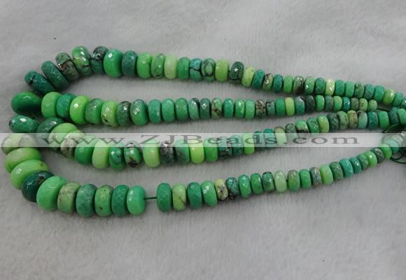 CRB1128 15.5 inches 5*8mm - 9*18mm faceted rondelle grass agate beads