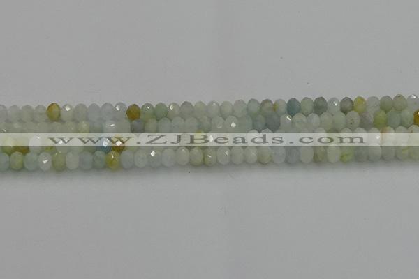 CRB1212 15.5 inches 4*6mm faceted rondelle aquamarine beads