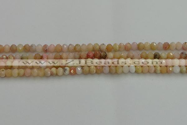 CRB1215 15.5 inches 4*6mm faceted rondelle pink opal beads