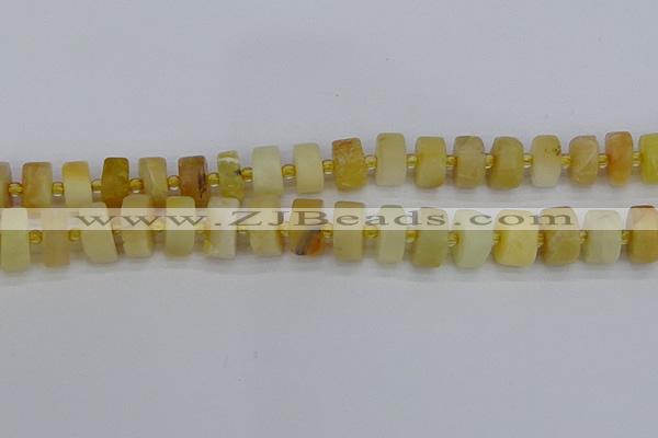 CRB1241 15.5 inches 7*14mm tyre matte yellow opal gemstone beads