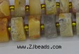 CRB1247 15.5 inches 6*12mm tyre matte crazy lace agate beads