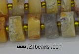 CRB1248 15.5 inches 7*14mm tyre matte crazy lace agate beads