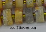 CRB1249 15.5 inches 8*16mm tyre matte crazy lace agate beads